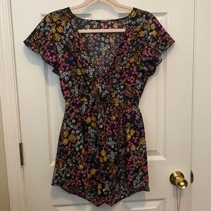 Barbiecore Floral Romper